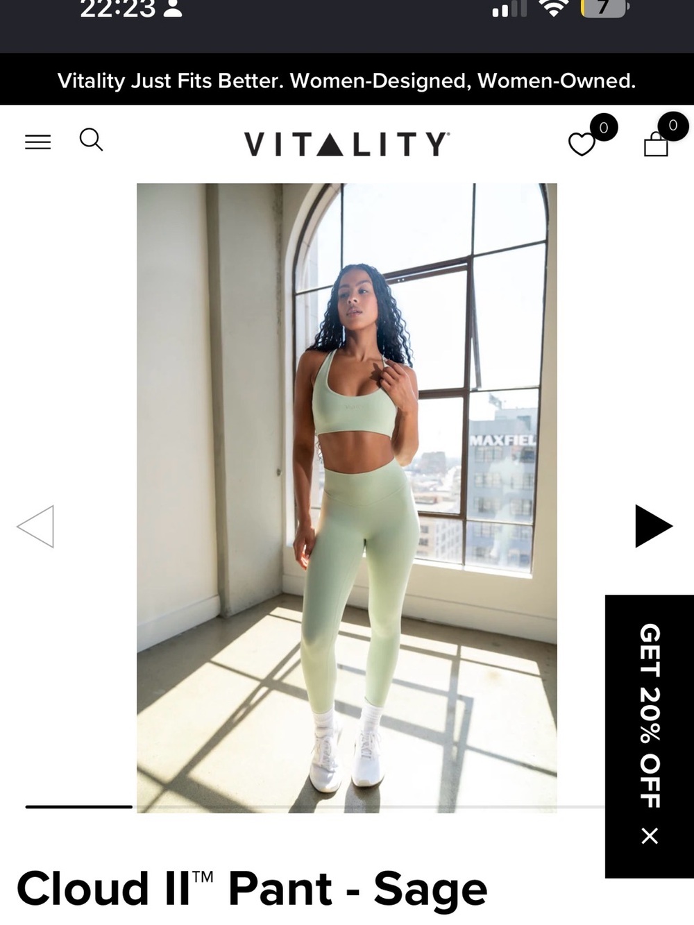 NWOT Vitality Cloud II™ Pant Leggings in SAGE SIZE SMALL